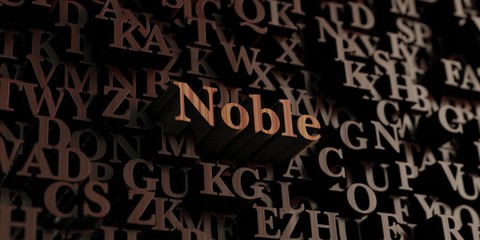 Noble - Wooden 3D rendered letters/message.  Can be used for an online banner ad or a print postcard.