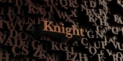 Knight - Wooden 3D rendered letters/message.  Can be used for an online banner ad or a print postcard.