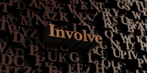 Involve - Wooden 3D rendered letters/message.  Can be used for an online banner ad or a print postcard.