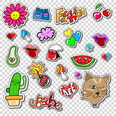 Big set of Girl Fashion Comics Style Patch Badges