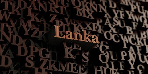 Lanka - Wooden 3D rendered letters/message.  Can be used for an online banner ad or a print postcard.