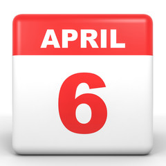 April 6. Calendar on white background.