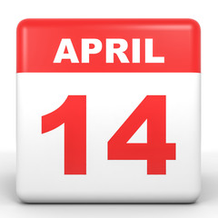 April 14. Calendar on white background.