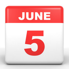 June 5. Calendar on white background.