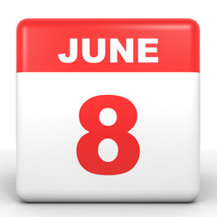 June 8. Calendar on white background.