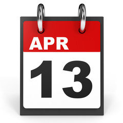 April 13. Calendar on white background.