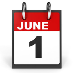 June 1. Calendar on white background.