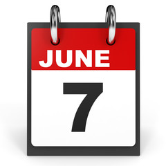 June 7. Calendar on white background.