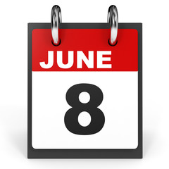 June 8. Calendar on white background.