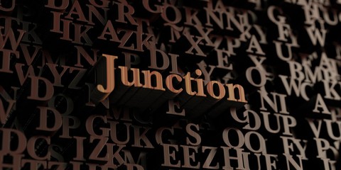Junction - Wooden 3D rendered letters/message.  Can be used for an online banner ad or a print postcard.