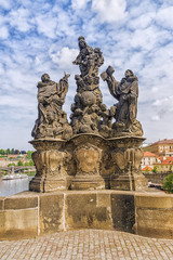 Fototapeta na wymiar sculpture in the world-famous Charles Bridge in Prague