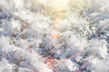 Winter hoarfrost, ice and snow, xmas background