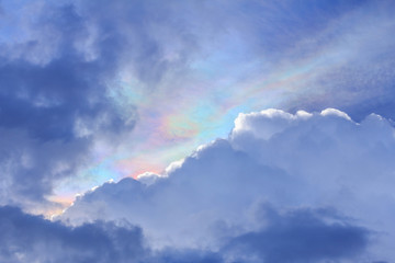 Blue sky background with white clouds and rain clouds. The vast blue sky and clouds sky on sunny day. White fluffy clouds in the blue sky.