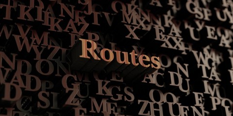 Routes - Wooden 3D rendered letters/message.  Can be used for an online banner ad or a print postcard.