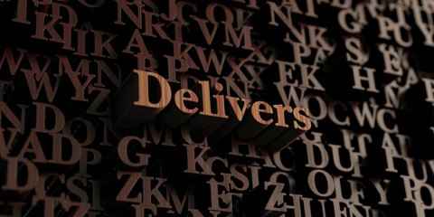 Delivers - Wooden 3D rendered letters/message.  Can be used for an online banner ad or a print postcard.