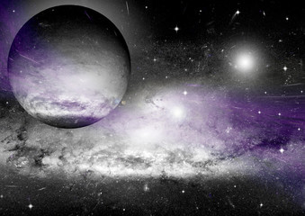 Stars, dust and gas nebula in a far galaxy