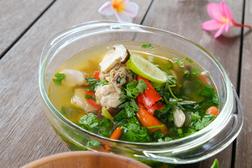 Tom Yum Gai,Northern Style Spicy Chicken Soup.