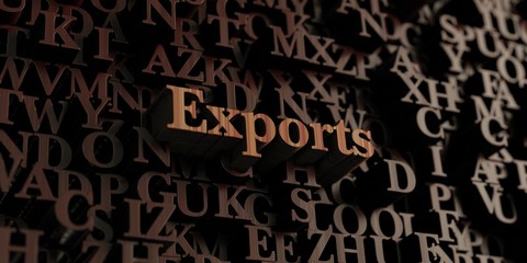 Exports - Wooden 3D rendered letters/message.  Can be used for an online banner ad or a print postcard.