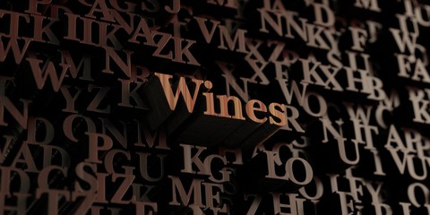 Wines - Wooden 3D rendered letters/message.  Can be used for an online banner ad or a print postcard.