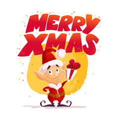 Vector flat happy new year and merry christmas illustration
