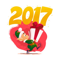 Vector flat happy new year and merry christmas illustration