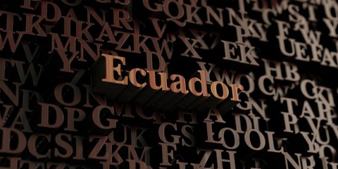 Ecuador - Wooden 3D rendered letters/message.  Can be used for an online banner ad or a print postcard.
