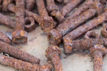 Bolts and nuts to put together a lot of rust.