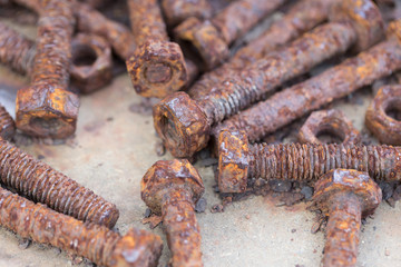 Bolts and nuts to put together a lot of rust.