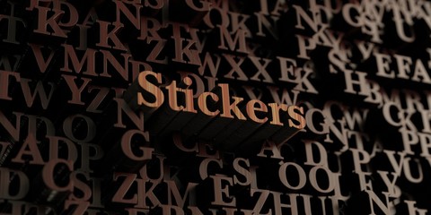 Stickers - Wooden 3D rendered letters/message.  Can be used for an online banner ad or a print postcard.