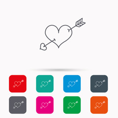 Love heart icon. Amour arrow sign.