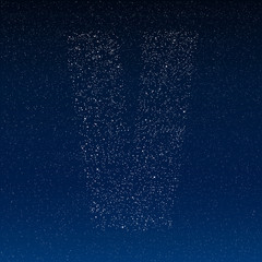 Vector abstract alphabet of stars. The starry sky.