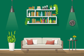 Illustration of interior equipment of a modern living room