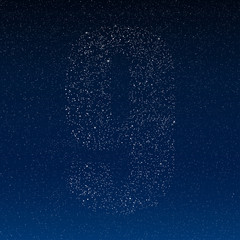 Vector abstract alphabet of stars. The starry sky.