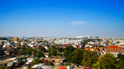 Bangkok city view and blue sky in Thailand