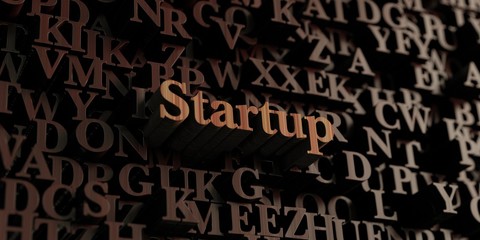 Startup - Wooden 3D rendered letters/message.  Can be used for an online banner ad or a print postcard.