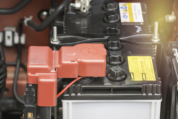 Battery of a car, battery car in engine room