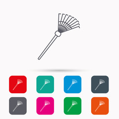 Rake icon. Gardening equipment sign.