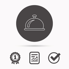 Reception bell icon. Hotel service sign.