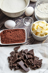 Ingredients for brownies on classic recipe
