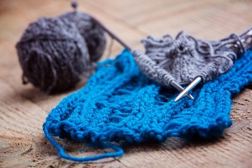 Fototapeta na wymiar Knitting needles and wool