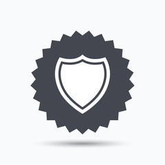 Shield protection icon. Defense equipment sign.