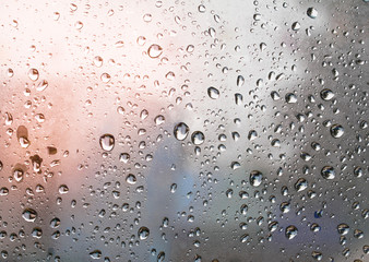 Water drops on car glass.