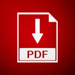 PDF file document flat icon on red background. Vector Illustration