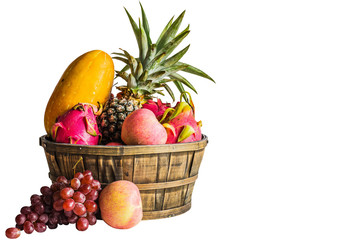 Fruits on a white background.