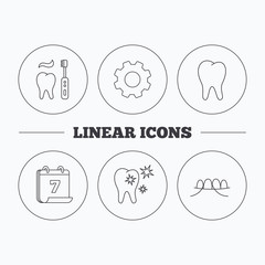 Fototapeta premium Dental floss, tooth and healthy teeth icons.