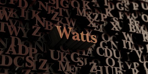 Watts - Wooden 3D rendered letters/message.  Can be used for an online banner ad or a print postcard.
