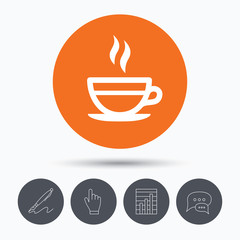 Tea cup icon. Hot coffee drink sign.