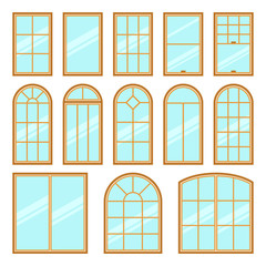 Vector icons set of different types of windows