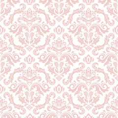 Seamless oriental pattern in the style of baroque. Traditional classic ornament. Pink pattern