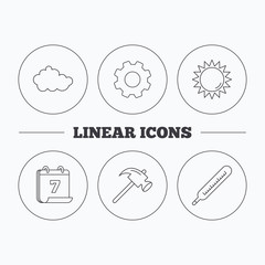 Cloud, sun and thermometer icons.